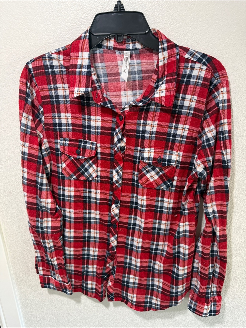 White Mark Red Plaid Button-Down Shirt